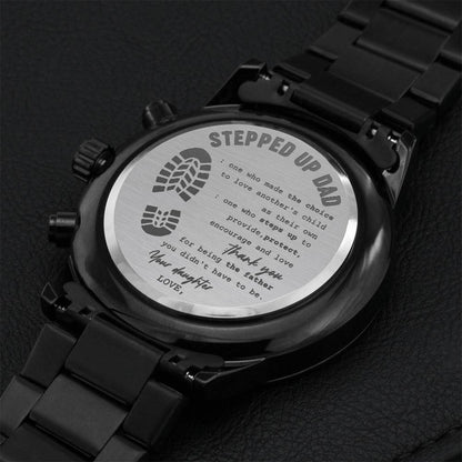 Gift For Stepped Dad - Watch Engraving Chronograph Watch