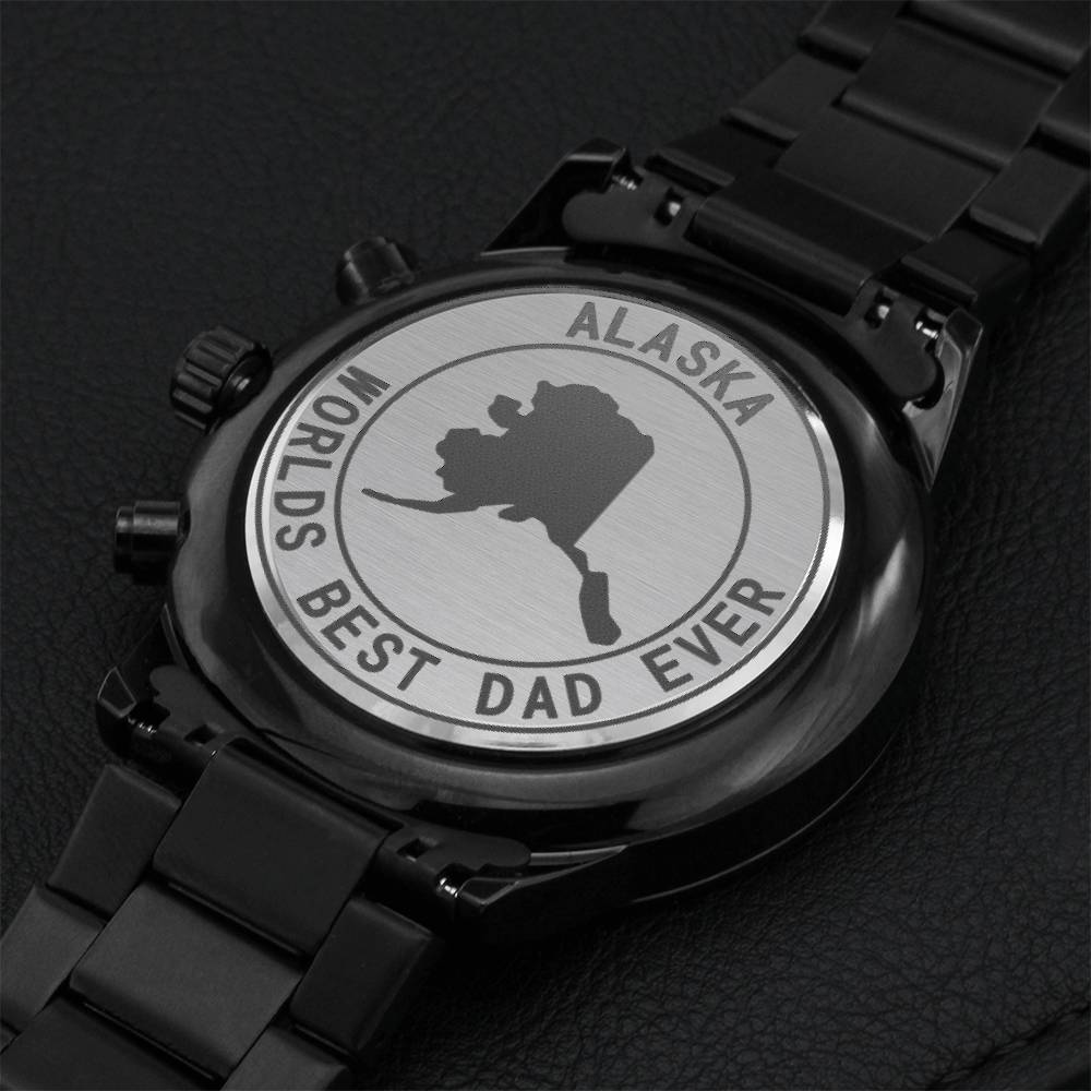 Alaska Best Dad Ever Engraving Chronograph Watch
