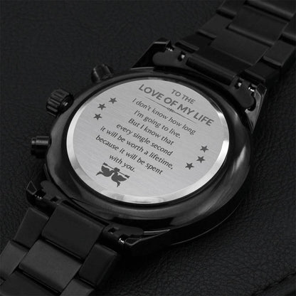 Love Watch Engraving Chronograph Watch