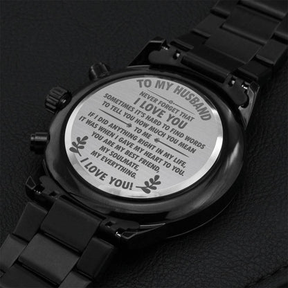 Husband Gift Gift For Husband On Wedding Day Engrave Watch For Husband From Wife Wife To Husband Wedding Watch Engraving Chronograph Watch