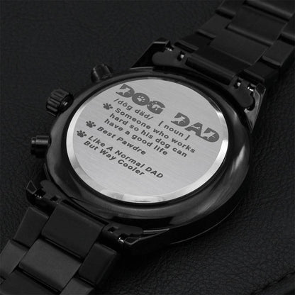 Father's Day Gift From Dog - Customize Men's Dog Dad Wrist Watch - Gifts For Men - Black Watch Engraving Chronograph Watch