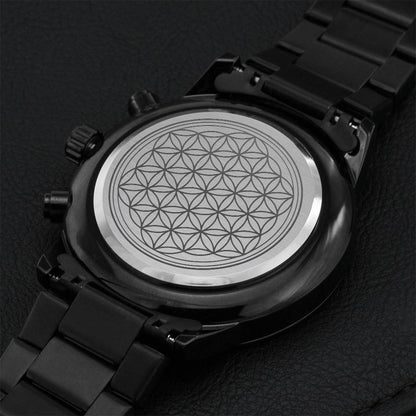 Flower Of Life Chronograph Watch Engraving Chronograph Watch