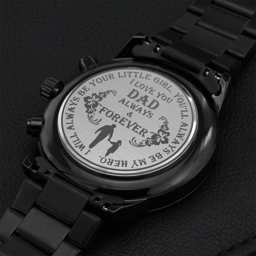 Dad And Daughter Perfect Gift For Father From Daughter On Father's Day Birthday Anniversary Christmas Day Engraving Chronograph Watch