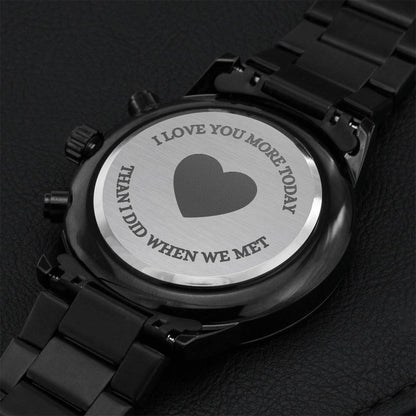Watch Engraved Stainless Steel Customizable For Husband Boyfriend Lover Engraving Chronograph Watch