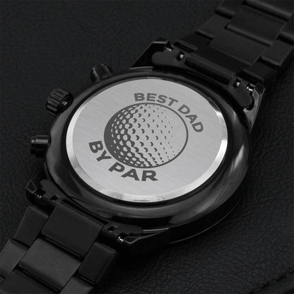 Best Dad By Par Funny Fathers Day Golf Engraving Chronograph Watch
