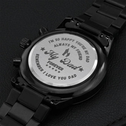 Special Father's Day Chronograph Watch With Engraved Messages Engraving Chronograph Watch