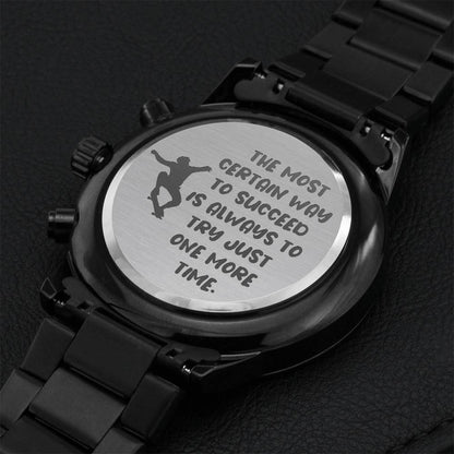 Try One More Time Engraving Chronograph Watch