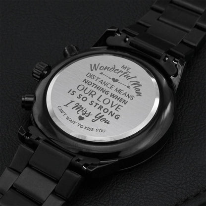 Long Distance Relationship Gift For Boyfriend Ldr Gift For Him Miss You Engraved Watch For Boyfriend Engraving Chronograph Watch
