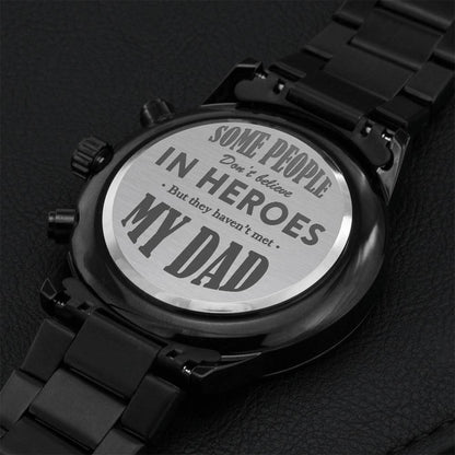 Heroes Watch For Dads Engraving Chronograph Watch