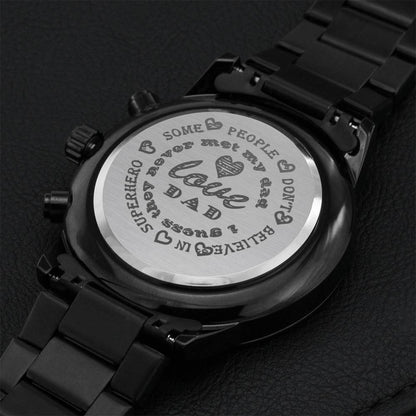 My Dad Is A Superhero Engraving Chronograph Watch