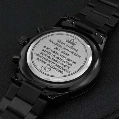 Montre Pour Mon Fils Engraving Chronograph Watch