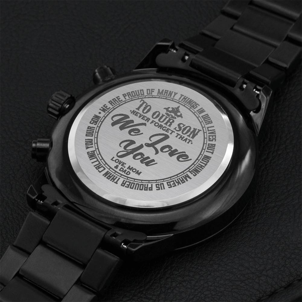 To Our Son Love Mom & Dad Engraved Gift Watch 1 Engraving Chronograph Watch