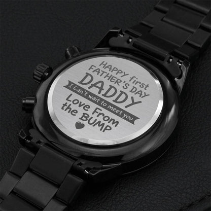 Happy First Father's Day Daddy I Can't Wait To Meet You Love From The Bump Engraving Chronograph Watch