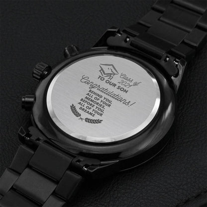 To Our Son Graduation Watch Engraving Chronograph Watch