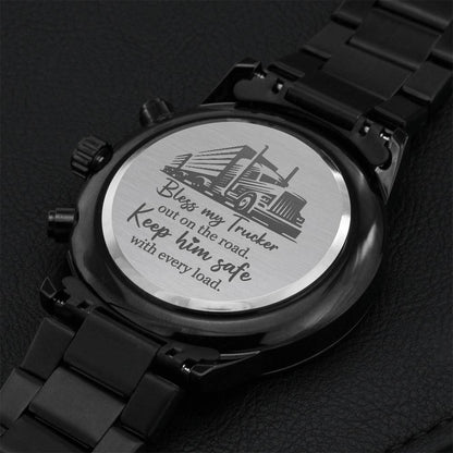 Keep My Trucker Safe On The Road Watch Engraving Chronograph Watch