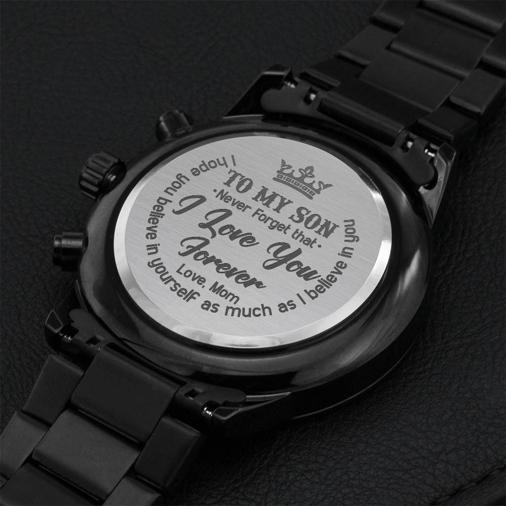 To My Son Love Mom Engraved Gift Watch Engraving Chronograph Watch