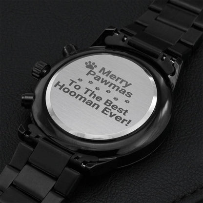 Merry Pawmas To The Best Hooman Ever! Christmas Gift For Him Christmas Gift For Pet Lover Christmas Gift From The Dog Gift For Dog Lover Engraving Chronograph Watch