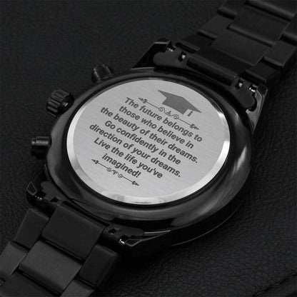 Perfect Graduation Gift - Live The Life You Imagined Premium Waterproof Watch Engraving Chronograph Watch