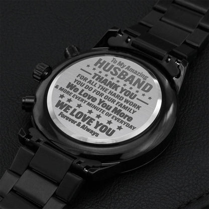 Thank You For All The Hard Work You Do For Our Family Engraving Chronograph Watch