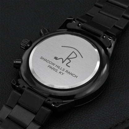 Men's Customize Black Chronograph Watch For Husband For Boyfriend Engraving Chronograph Watch