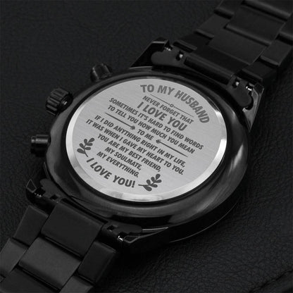 To My Husband Chronograph Watch - Never Forget That I Love You Engraved Watch For Men Birthday Gift From Wife Engraving Chronograph Watch