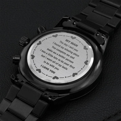 Love Watch For Boyfriend Engraving Chronograph Watch