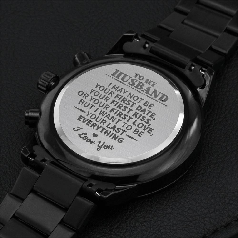 To My Husband - I Love You - Black Chronograph Watch Engraving Chronograph Watch