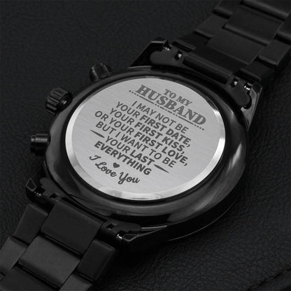 To My Husband - I Love You - Black Chronograph Watch Engraving Chronograph Watch
