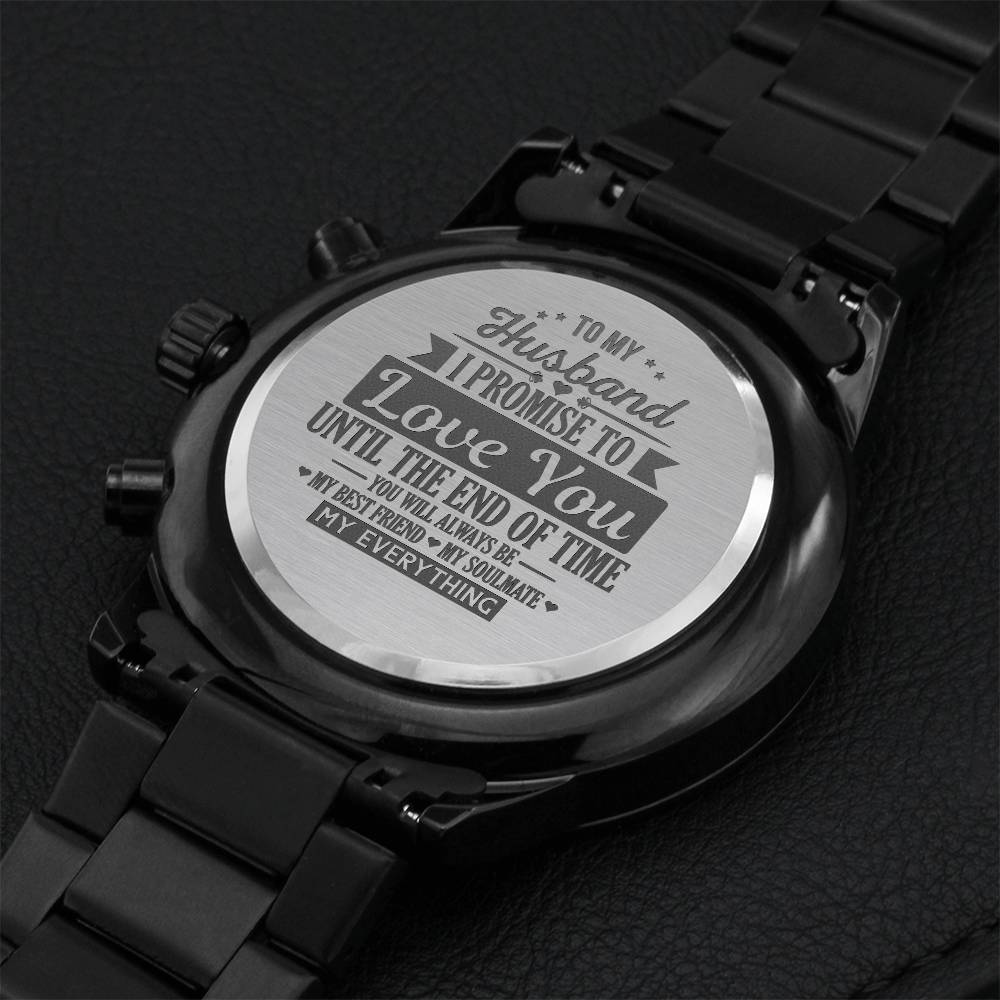 To My Husband - Love You Until The End Of Time - Engraved Watch Engraving Chronograph Watch
