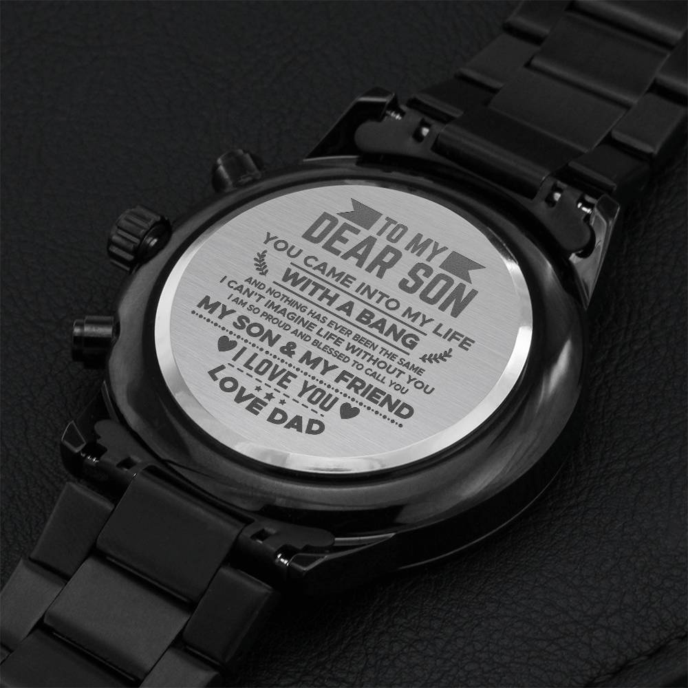 To My Dear Son Love From Dad Engraving Chronograph Watch