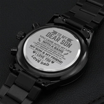 To My Dear Son Love From Dad Engraving Chronograph Watch