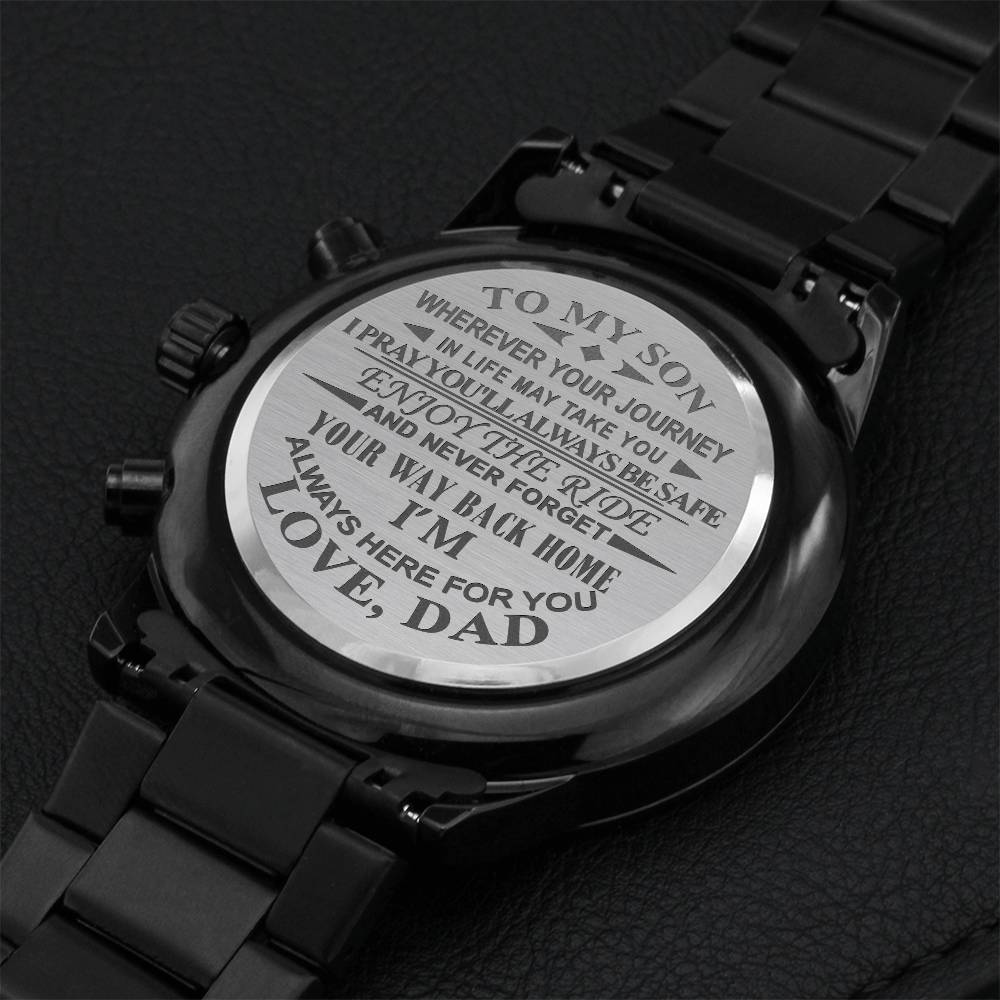 To My Son - I'm Always Here For You - Elegant Steel Watch - Tms01 Engraving Chronograph Watch