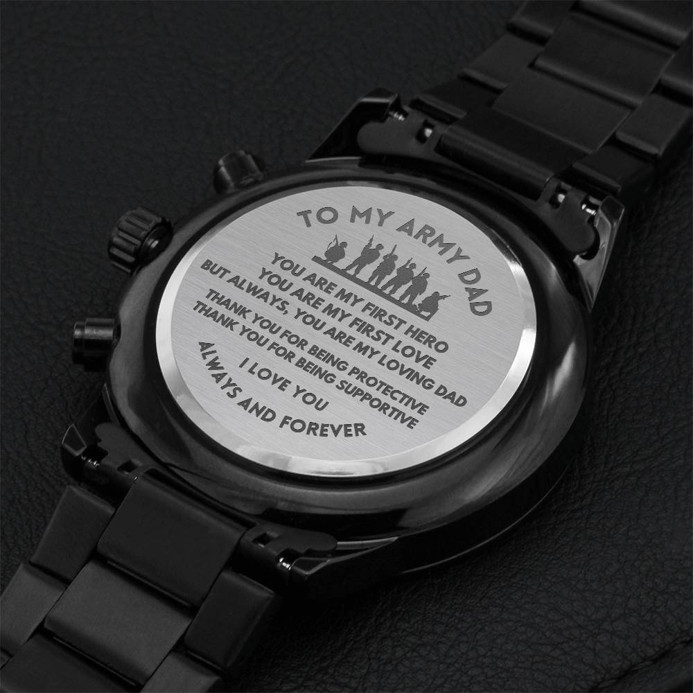 Army Dad First Hero Watch Engraving Chronograph Watch