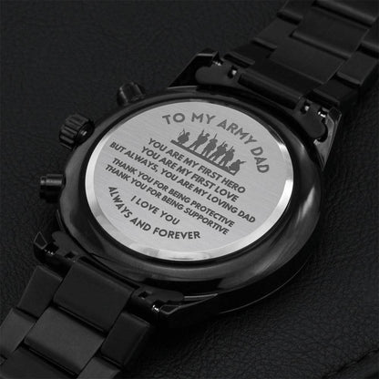Army Dad First Hero Watch Engraving Chronograph Watch
