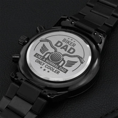 Biker Dad Like A Normal Dad Only Cooler Engraving Chronograph Watch