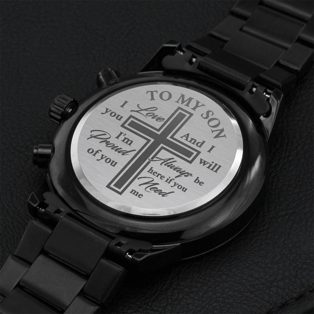 To My Son Love And Pride Laser-engraved Watch Engraving Chronograph Watch