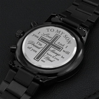 To My Son Love And Pride Laser-engraved Watch Engraving Chronograph Watch