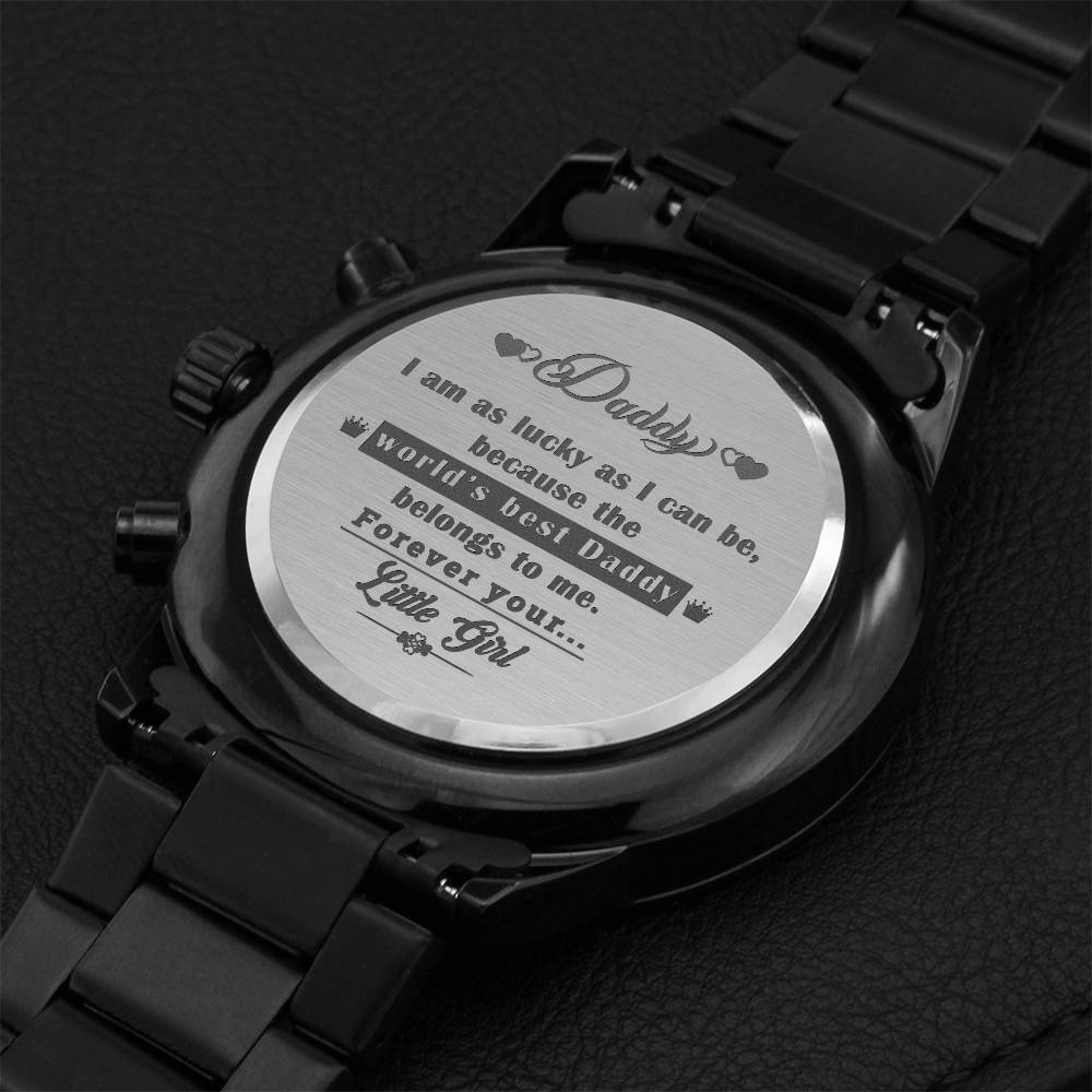Premium Engraved Fathers Day Watch - Gift From Daughter Engraving Chronograph Watch