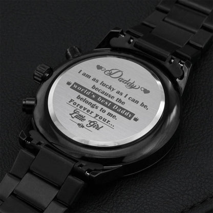 Premium Engraved Fathers Day Watch - Gift From Daughter Engraving Chronograph Watch
