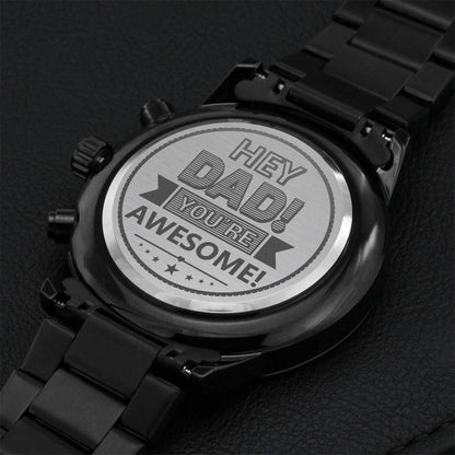 Dad-you're Awesome Engraved Black Chronograph Watch Engraving Chronograph Watch