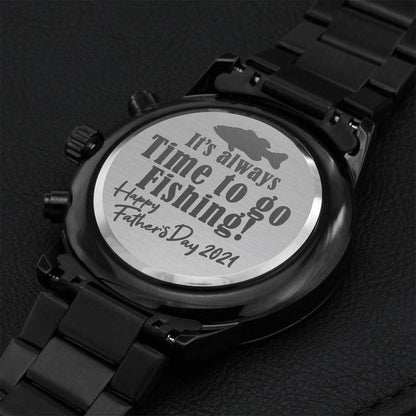 It's Always Time To Go Fishing Engraving Chronograph Watch