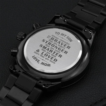To My Son - Black Chronograph Watch Engraving Chronograph Watch
