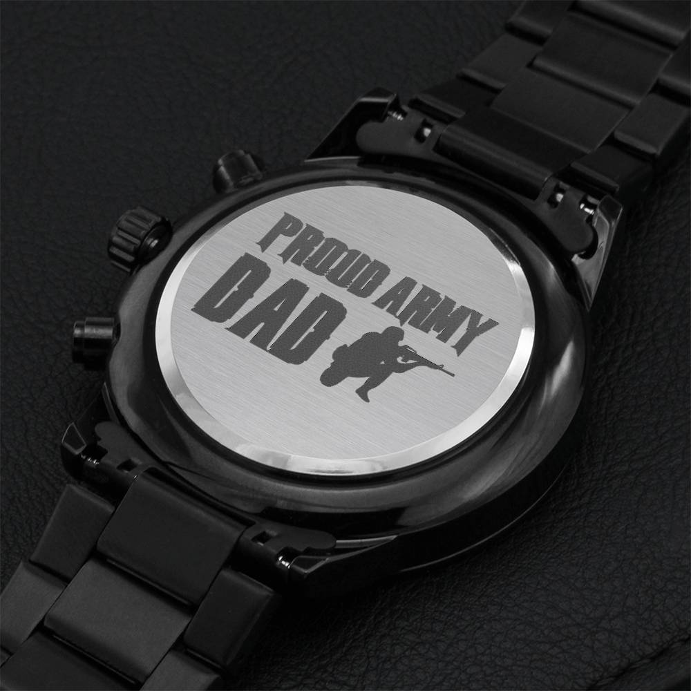 Proud Army Dad - Black Chronograph Watch Engraving Chronograph Watch