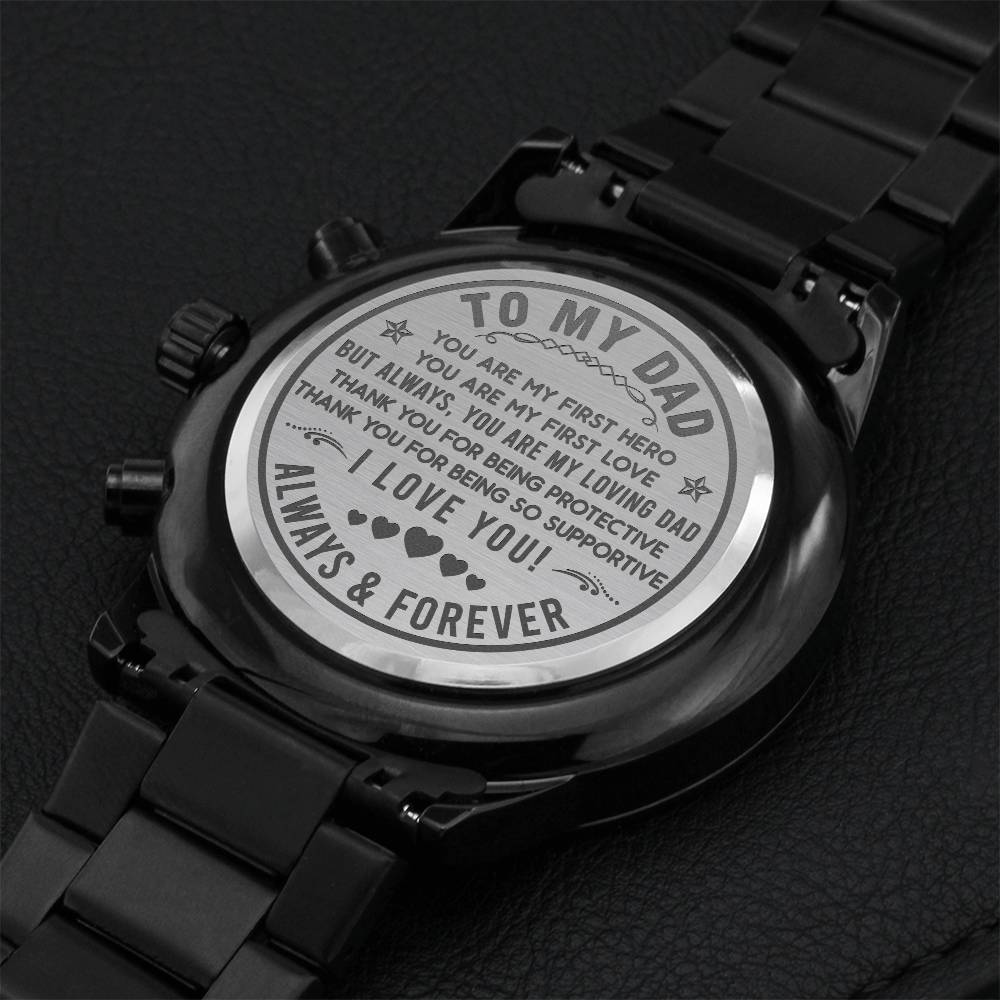To My Dad Love And Thanks Engraved Watch Engraving Chronograph Watch