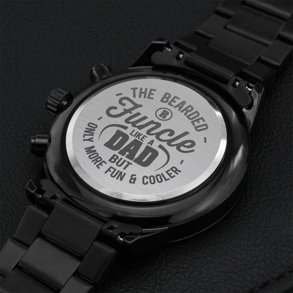 Bearded Funcle Like A Dad But Only More Fun & Cooler Engraved Watch Engraving Chronograph Watch
