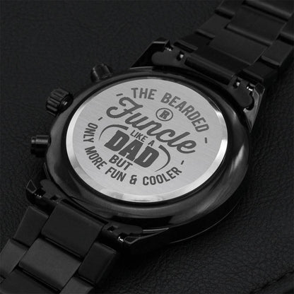 Bearded Funcle Like A Dad But Only More Fun & Cooler Engraved Watch Engraving Chronograph Watch