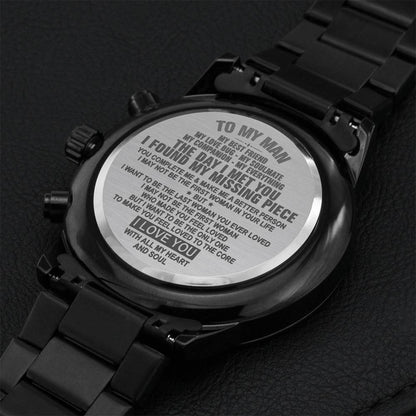 To My Man I Love You With All My Heart And Soul Engraving Chronograph Watch