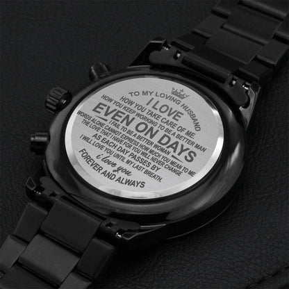 Watch Gift For My Husband - Forever And Always - Engraved Message Engraving Chronograph Watch