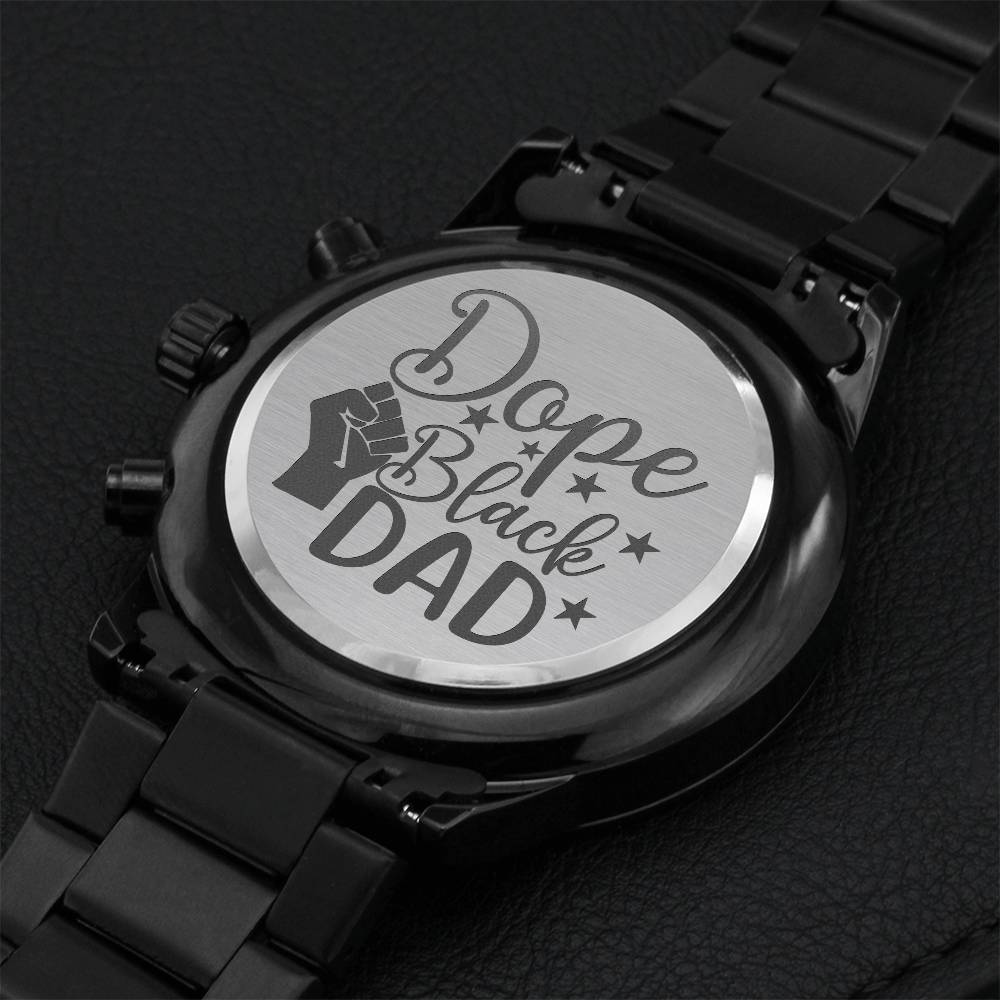 Dope Black Dad Engraving Chronograph Watch