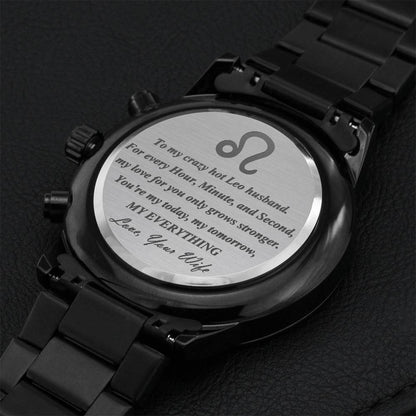 Leo Husband Stainless Steel Watch Engraving Chronograph Watch